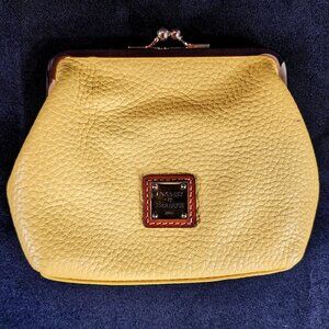 Dooney & Bourke Mustard Yellow Pebbled Large Leather Coin Purse